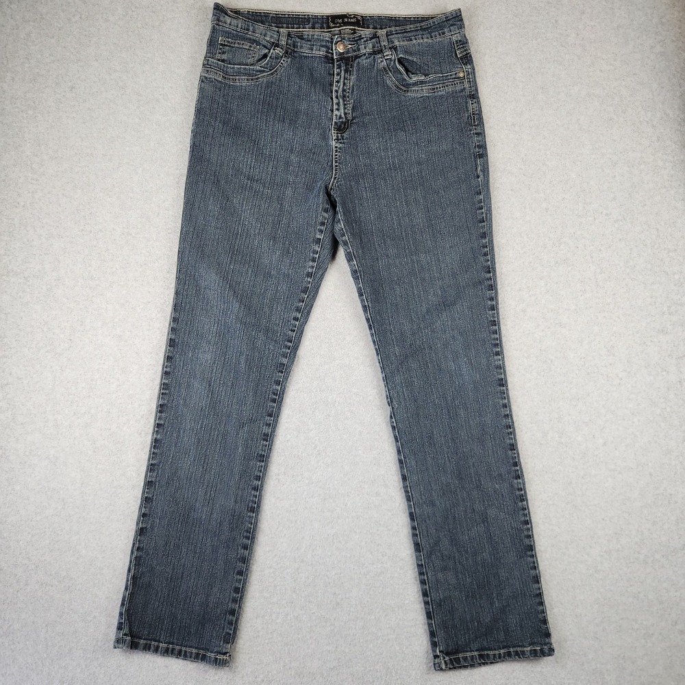 COS‎ JEANS Womens Size 14 Blue Straight Leg Ramie Blend Stretch Denim Pants